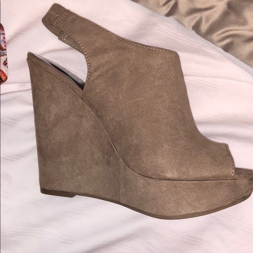 Brown suede wedges